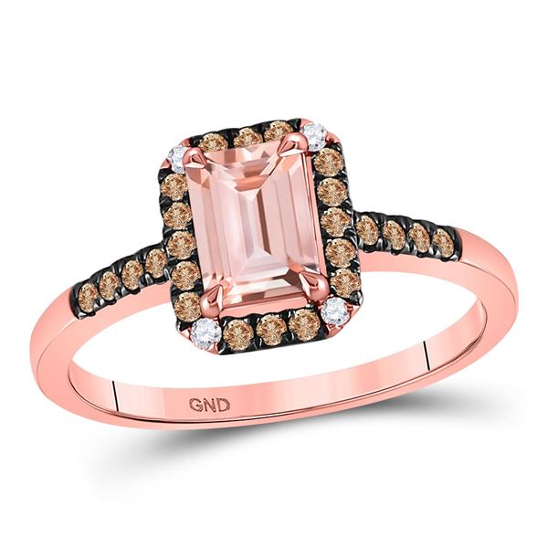Emerald-cut Morganite Solitaire Ring 1-1/4 Cttw 10kt Rose Gold