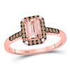 Image 1 : Emerald-cut Morganite Solitaire Ring 1-1/4 Cttw 10kt Rose Gold