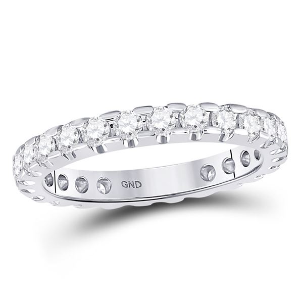Diamond Machine-Set Eternity Wedding Band 1 Cttw 14kt White Gold