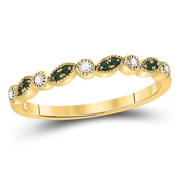 Emerald Diamond Stackable Band Ring 1/10 Cttw 10kt Yellow Gold