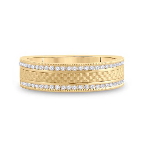 Mens Diamond Wedding Brick Band Ring 1/3 Cttw 14kt Yellow Gold