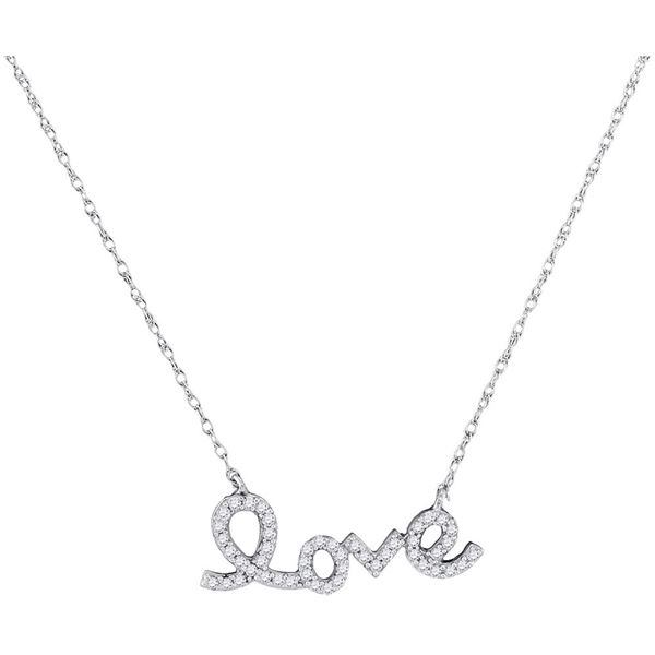 Diamond Love Pendant Necklace 1/6 Cttw 10kt White Gold