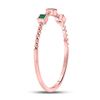Image 3 : Princess Emerald Beaded 3-stone Stackable Band Ring .03 Cttw 10kt Rose Gold