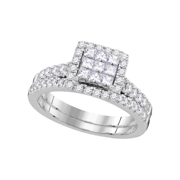 Princess Diamond Bridal Wedding Ring Band Set 1 Cttw 14kt White Gold