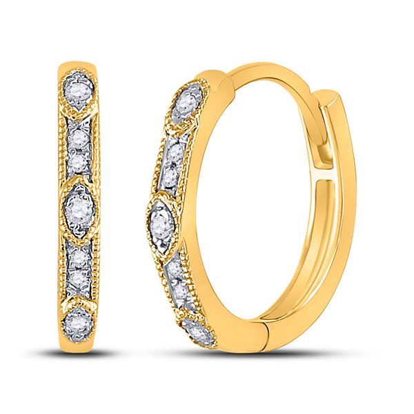 Diamond Milgrain Fashion Earrings 1/10 Cttw 10kt Yellow Gold