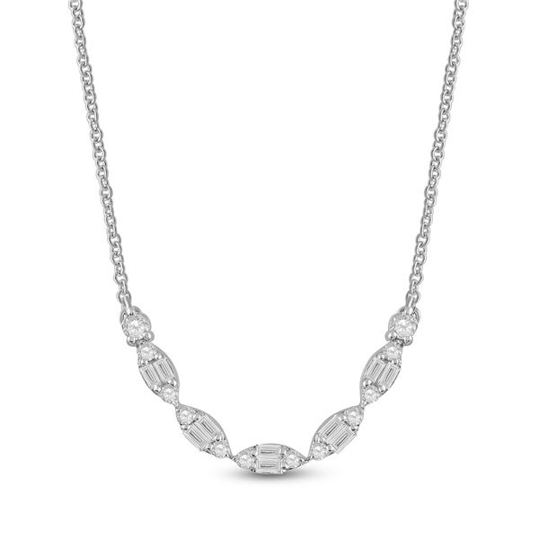Baguette Diamond Fashion Necklace 1/2 Cttw 14kt White Gold