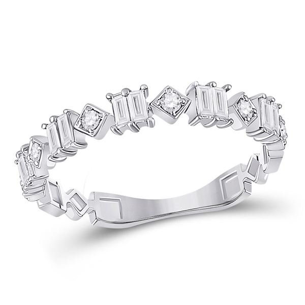 Baguette Diamond Modern Band Ring 1/3 Cttw 14kt White Gold