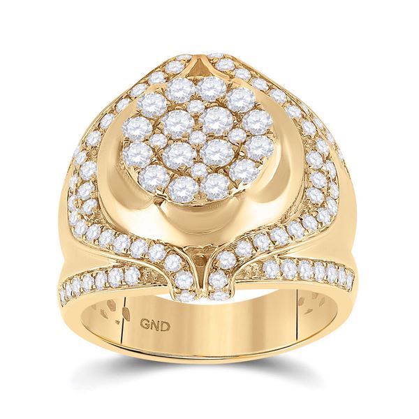 Mens Diamond Cluster Ring 2-1/4 Cttw 10kt Yellow Gold