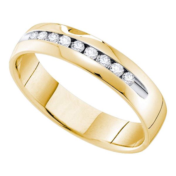 Mens Diamond Single Row Channel-set Wedding Band Ring 1/2 Cttw 14kt Yellow Gold