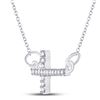 Image 2 : Diamond Horizontal Sideways Cross Necklace 1/10 Cttw Sterling Silver