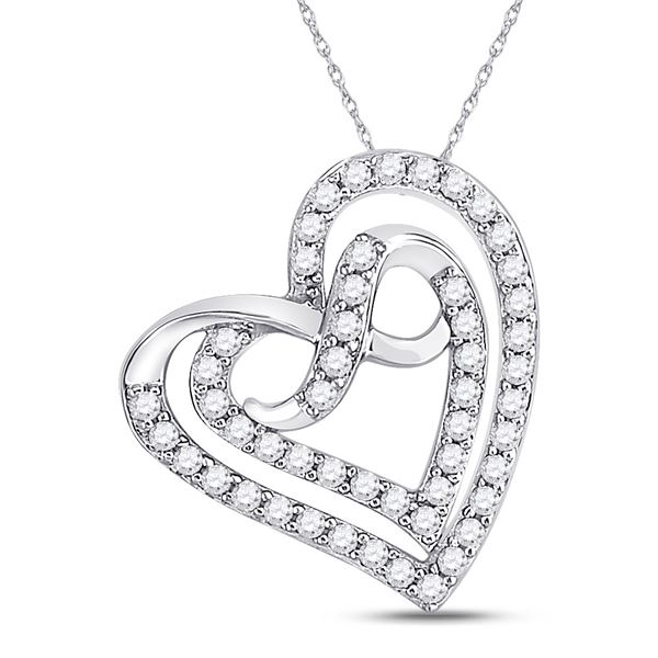 Diamond Infinity Heart Pendant 1/3 Cttw 10kt White Gold