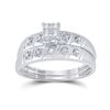 Image 2 : His Hers Diamond Cluster Matching Wedding Set 1/12 Cttw 10kt White Gold