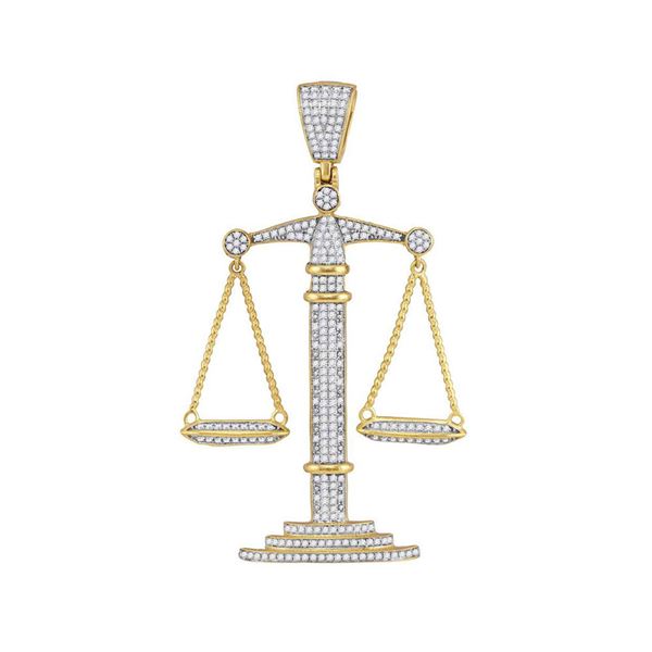 Mens Diamond Scales of Justice Charm Pendant 1 Cttw 10kt Yellow Gold
