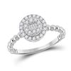Image 1 : Baguette Diamond Circle Cluster Ring 1/4 Cttw 10kt White Gold