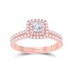 Image 1 : Princess Diamond Bridal Wedding Ring Band Set 3/4 Cttw 10kt Rose Gold