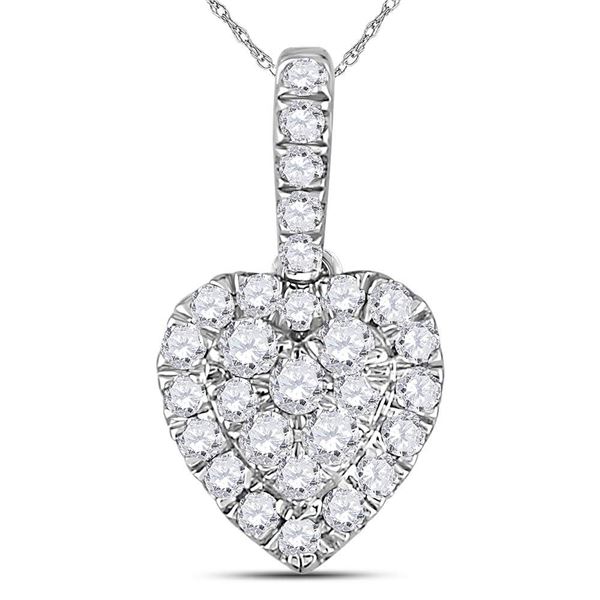 Diamond Heart Pendant 1/3 Cttw 14kt White Gold