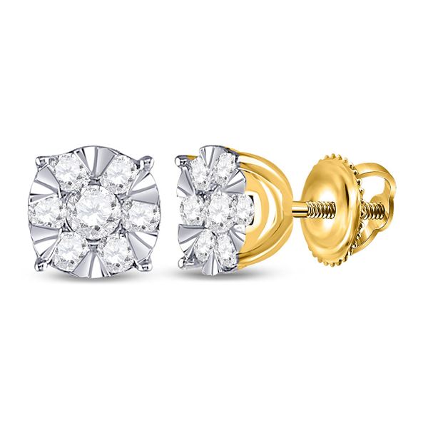 Diamond Fashion Cluster Earrings 1/2 Cttw 14kt Yellow Gold