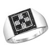 Image 1 : Mens Black Color Enhanced Diamond Square Ring 1/4 Cttw 10kt White Gold