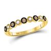 Image 1 : Brown Diamond Milgrain Dot Band Ring 1/8 Cttw 10kt Yellow Gold