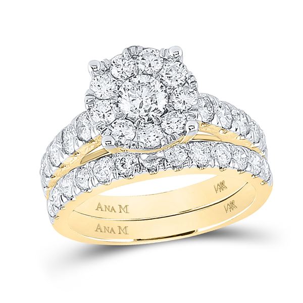 Diamond Bridal Wedding Ring Band Set 2 Cttw 14kt Yellow Gold