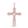 Image 1 : Diamond Heart Cross Pendant 1/4 Cttw 10kt Rose Gold