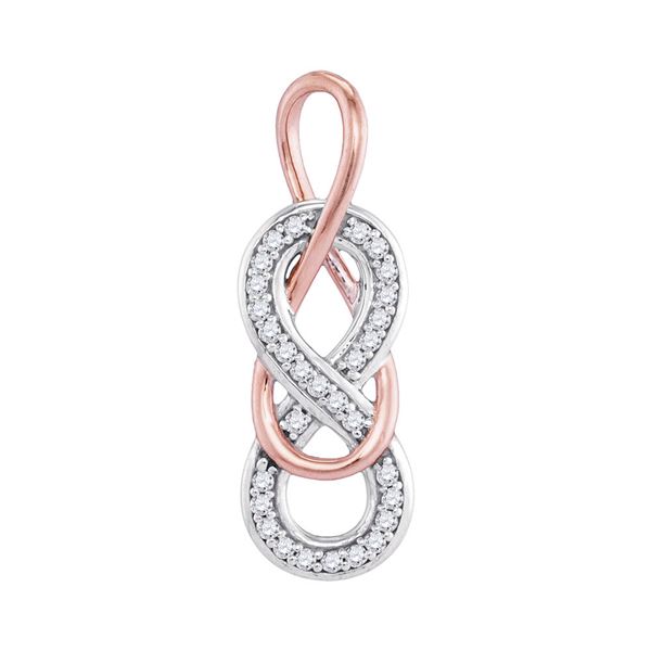 Diamond Double Linked Rose-tone Infinity Pendant 1/10 Cttw 10kt White Gold