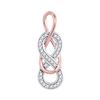 Image 1 : Diamond Double Linked Rose-tone Infinity Pendant 1/10 Cttw 10kt White Gold