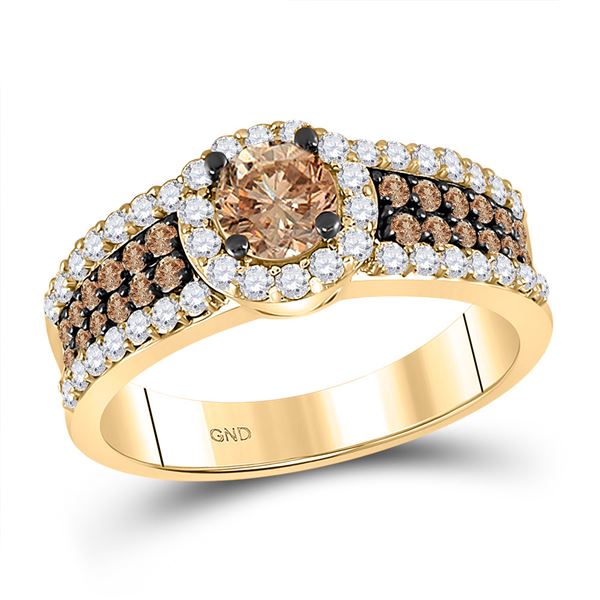 Brown Diamond Solitaire Bridal Wedding Engagement Ring 1-1/4 Cttw 14kt Yellow Gold