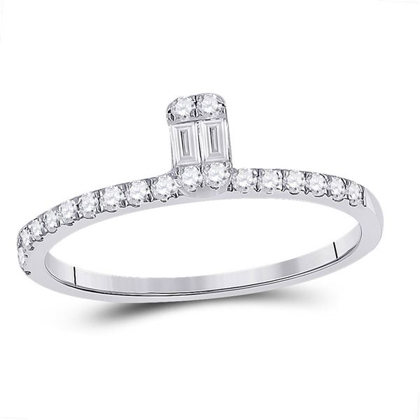 Baguette Diamond Band Ring 1/4 Cttw 14kt White Gold