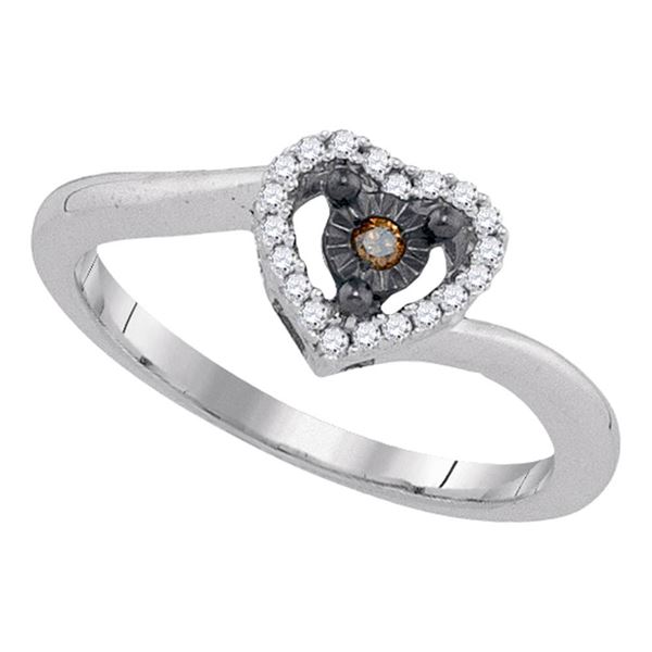 Brown Diamond Heart Ring 1/10 Cttw Sterling Silver