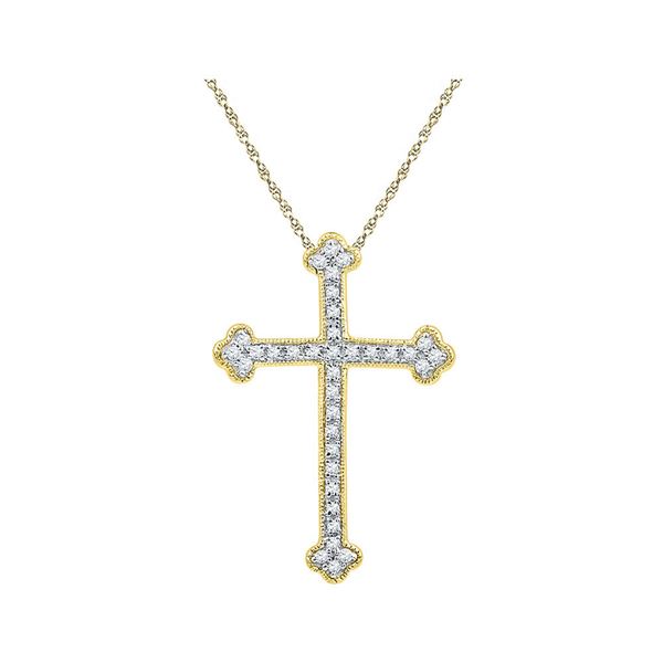 Diamond Gothic Cross Religious Pendant 1/5 Cttw 10kt Yellow Gold