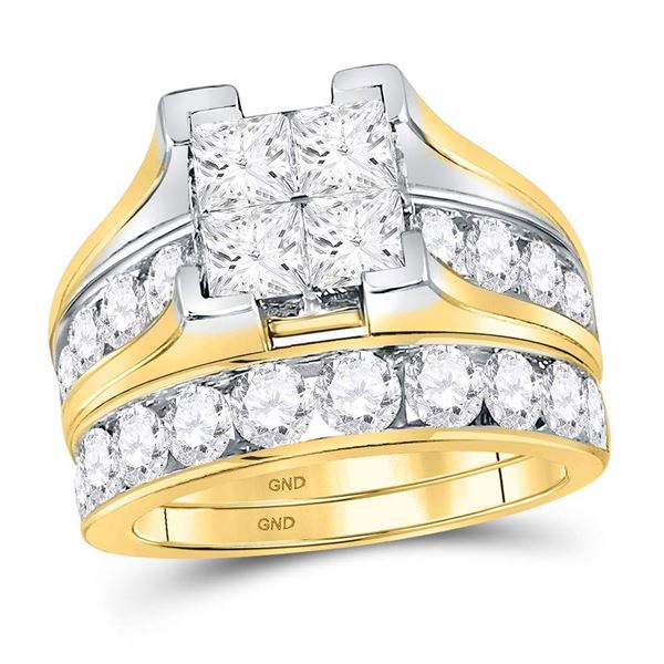 Princess Diamond Bridal Wedding Ring Band Set 4 Cttw 14kt Yellow Gold