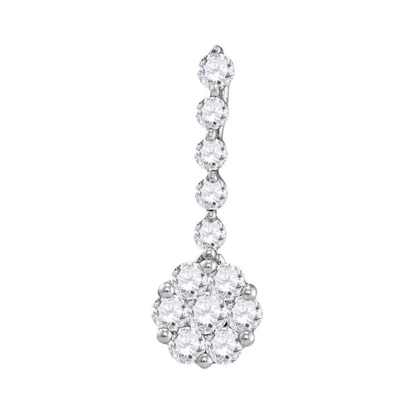 Diamond Cluster Pendant 1/2 Cttw 10kt White Gold