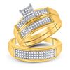 Image 1 : His Hers Diamond Cluster Matching Wedding Set 1/3 Cttw 10kt Yellow Gold