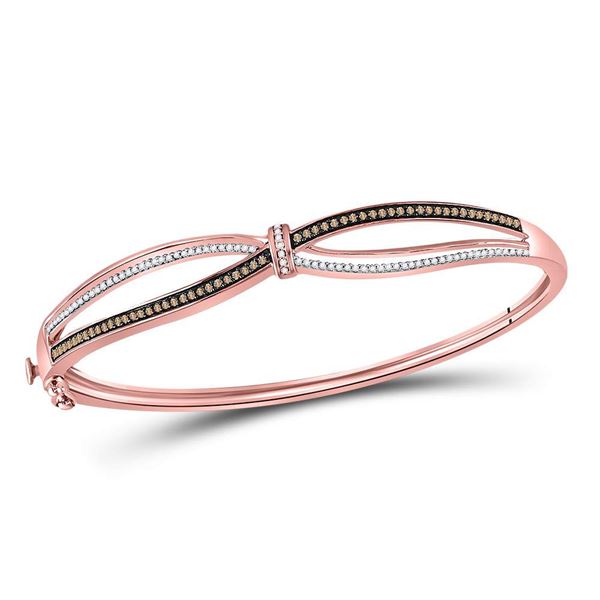 Brown Diamond Fashion Bangle Bracelet 1/2 Cttw 10kt Rose Gold
