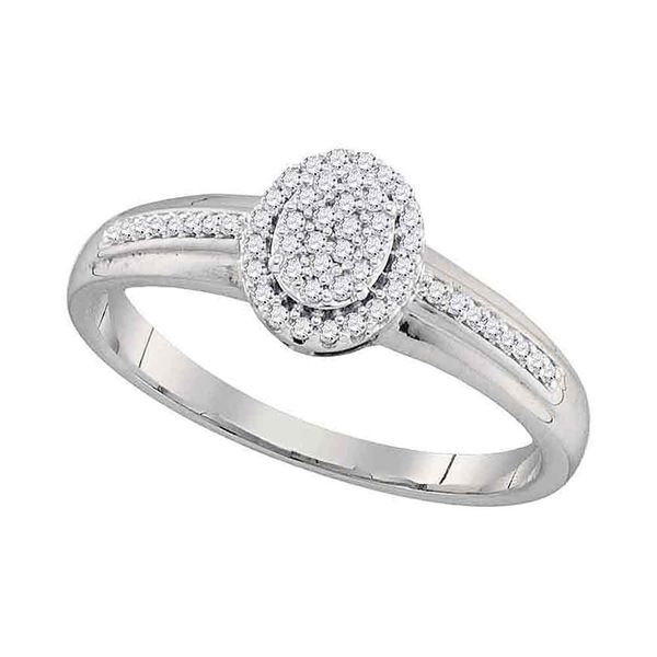 Diamond Oval Cluster Ring 1/6 Cttw 10kt White Gold
