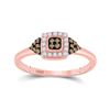 Image 1 : Brown Diamond Square Cluster Ring 1/5 Cttw 10kt Rose Gold