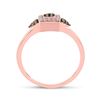 Image 4 : Brown Diamond Square Cluster Ring 1/5 Cttw 10kt Rose Gold