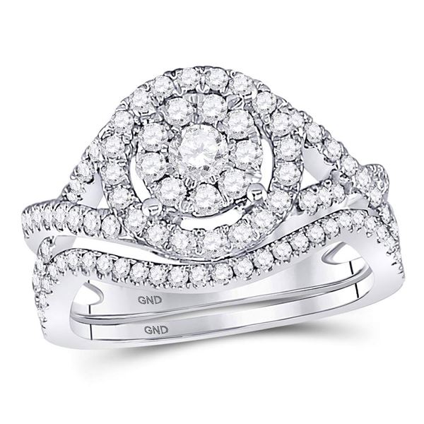Diamond Bridal Wedding Ring Band Set 1 Cttw 14kt White Gold