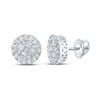Image 1 : Mens Diamond Cluster Earrings 5/8 Cttw 10kt White Gold