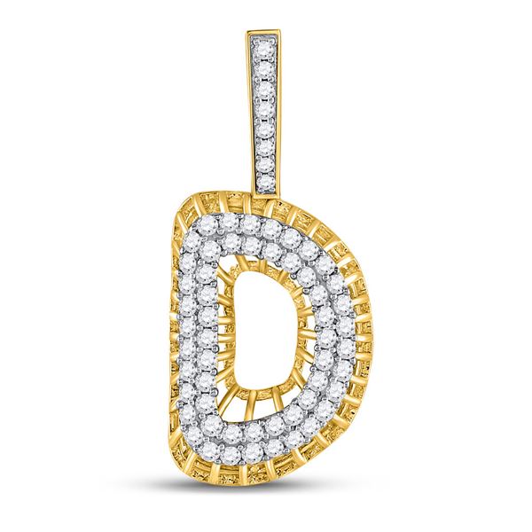 Mens Diamond "D" Charm Pendant 1 Cttw 10kt Yellow Gold