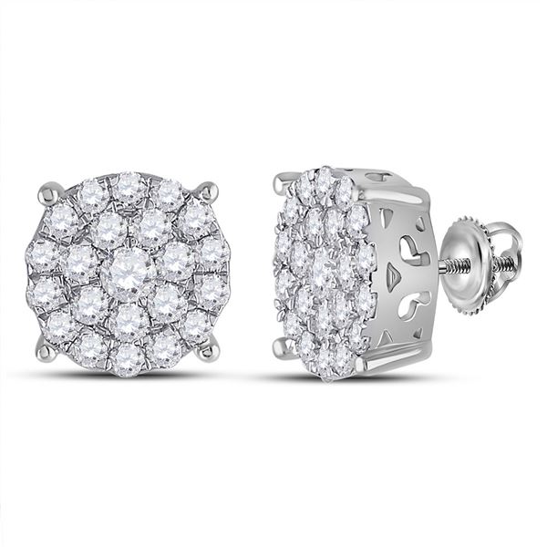 Diamond Cluster Earrings 2 Cttw 14kt White Gold