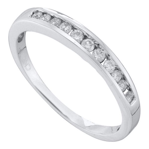 Diamond Single Row Fashion Band Ring 1/4 Cttw 14kt White Gold