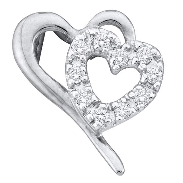 Diamond Small Dainty Heart Pendant 1/10 Cttw 10kt White Gold