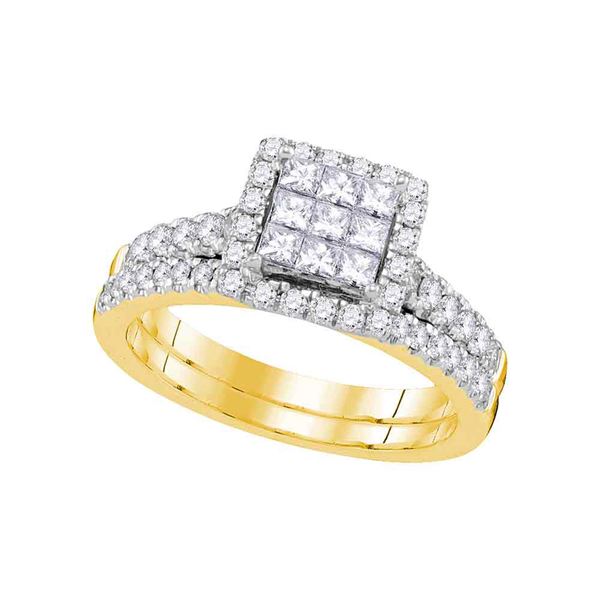 Princess Diamond Bridal Wedding Ring Band Set 1 Cttw 14kt Yellow Gold