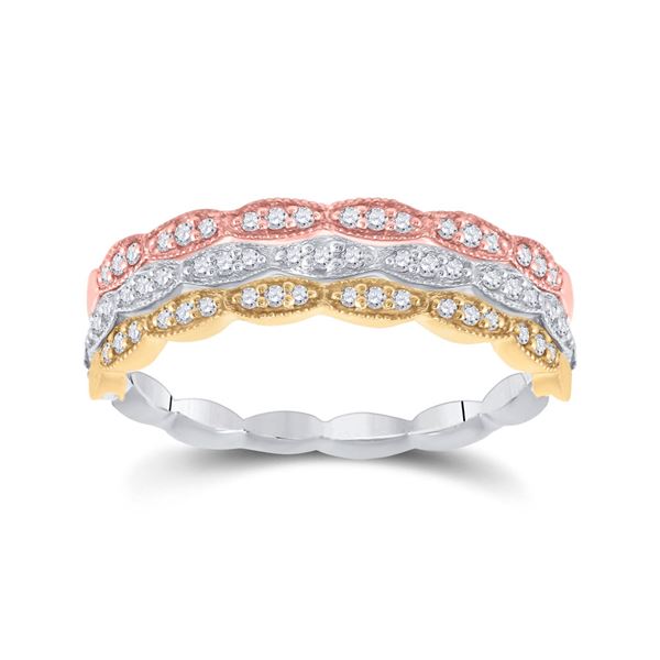 Diamond Convertible Band Ring 3/8 Cttw 10kt Tri-Tone Gold