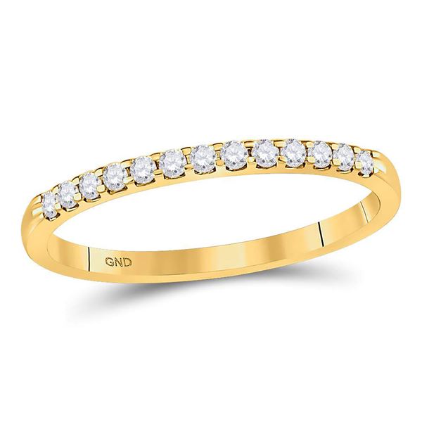 Diamond Single Row Machine-set Wedding Band 1/6 Cttw 14kt Yellow Gold