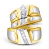 Image 1 : His Hers Marquise Diamond Solitaire Matching Wedding Set 1/4 Cttw 10kt Yellow Gold