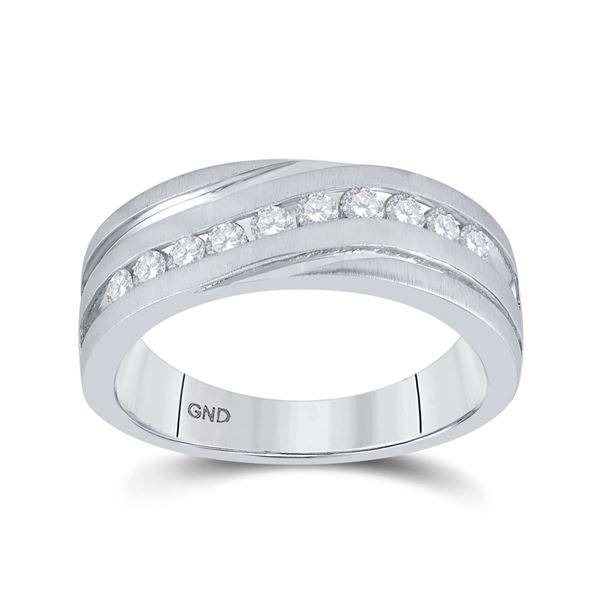 Mens Diamond Wedding Band Ring 1/2 Cttw 10kt White Gold