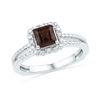 Image 1 : Princess Lab-Created Smoky Quartz Solitaire Ring 3/4 Cttw Sterling Silver